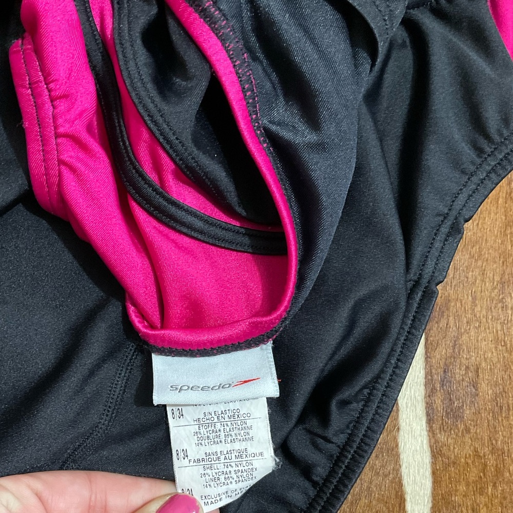 Speedo One Piece Swimsuit Hot Pink and Black size 8/34 - Picture 5 of 6